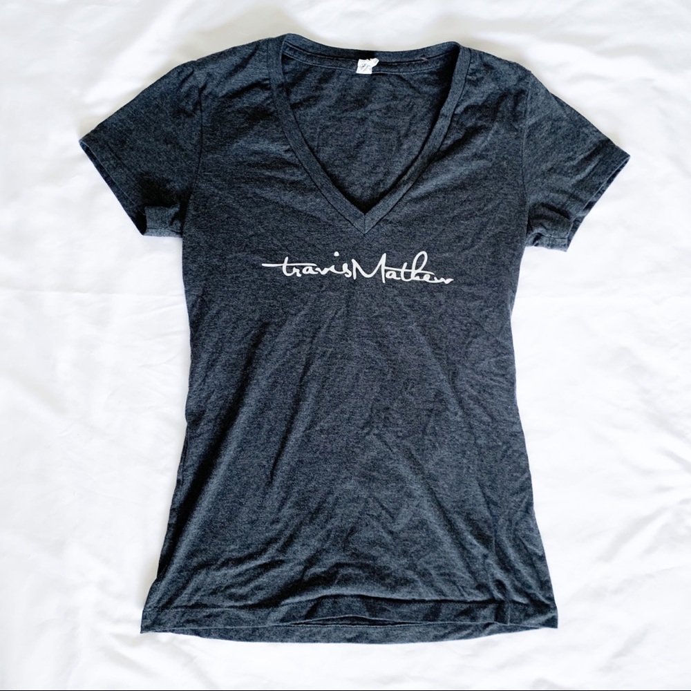 Travis Mathew S Grey Short Sleeve V Neck Tee Shirt